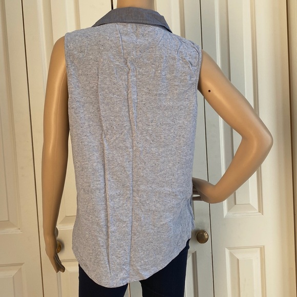 Loft Womens L Button Front Tank With Collar. Microdots. Sleeveless Blouse. - Picture 6 of 11